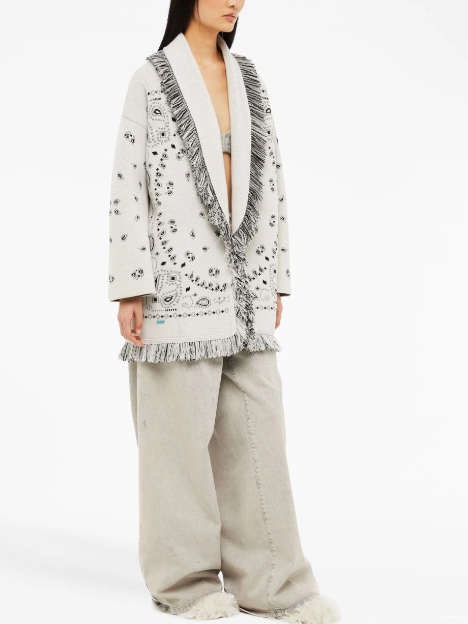 Cheap cashmere Jacquard Bandana Alanui cardigan fringed Women 0721